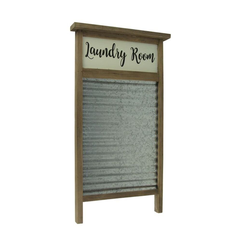 Wood and Metal Vintage Washboard Laundry Room Wall Hanging